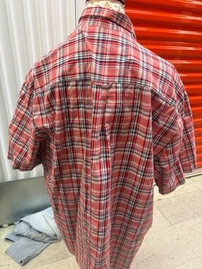 Chaps Red Plaid Short-Sleeve Dress Shirt